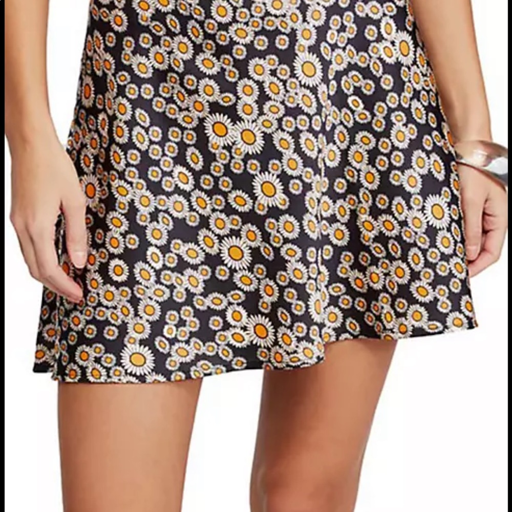 FREE PEOPLE Phoebe Daisy-print Mini Skirt In Black